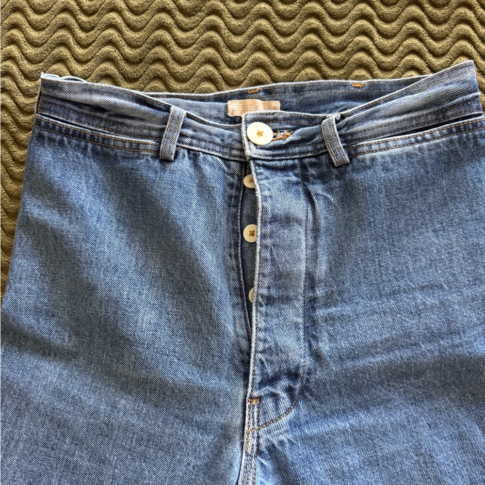 Jesse Kamm High-Rise Wide Leg Jeans in Medium Blue - Picture 6 of 7
